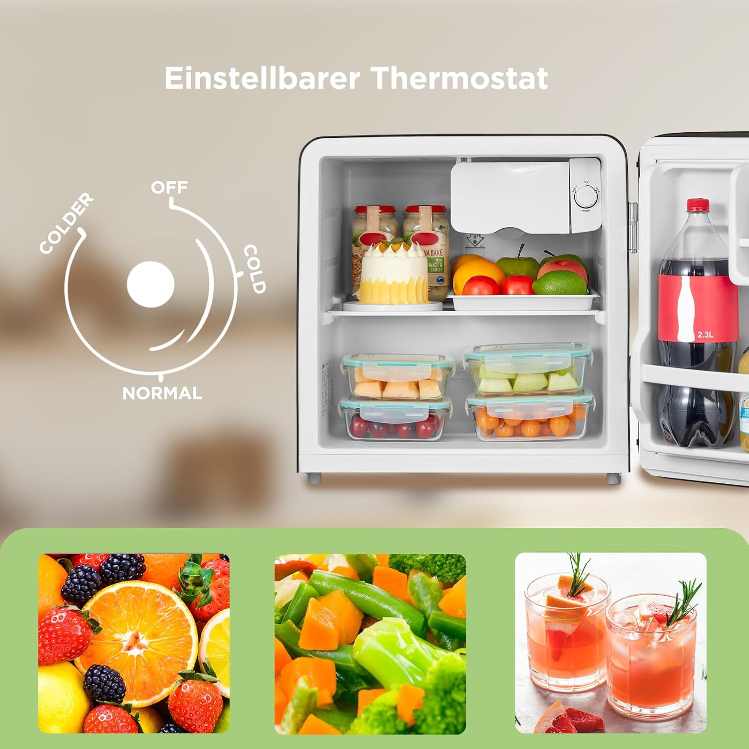 Thumbnail 3 de Kleiner Kühlschrank 47 Liter Retro-Design