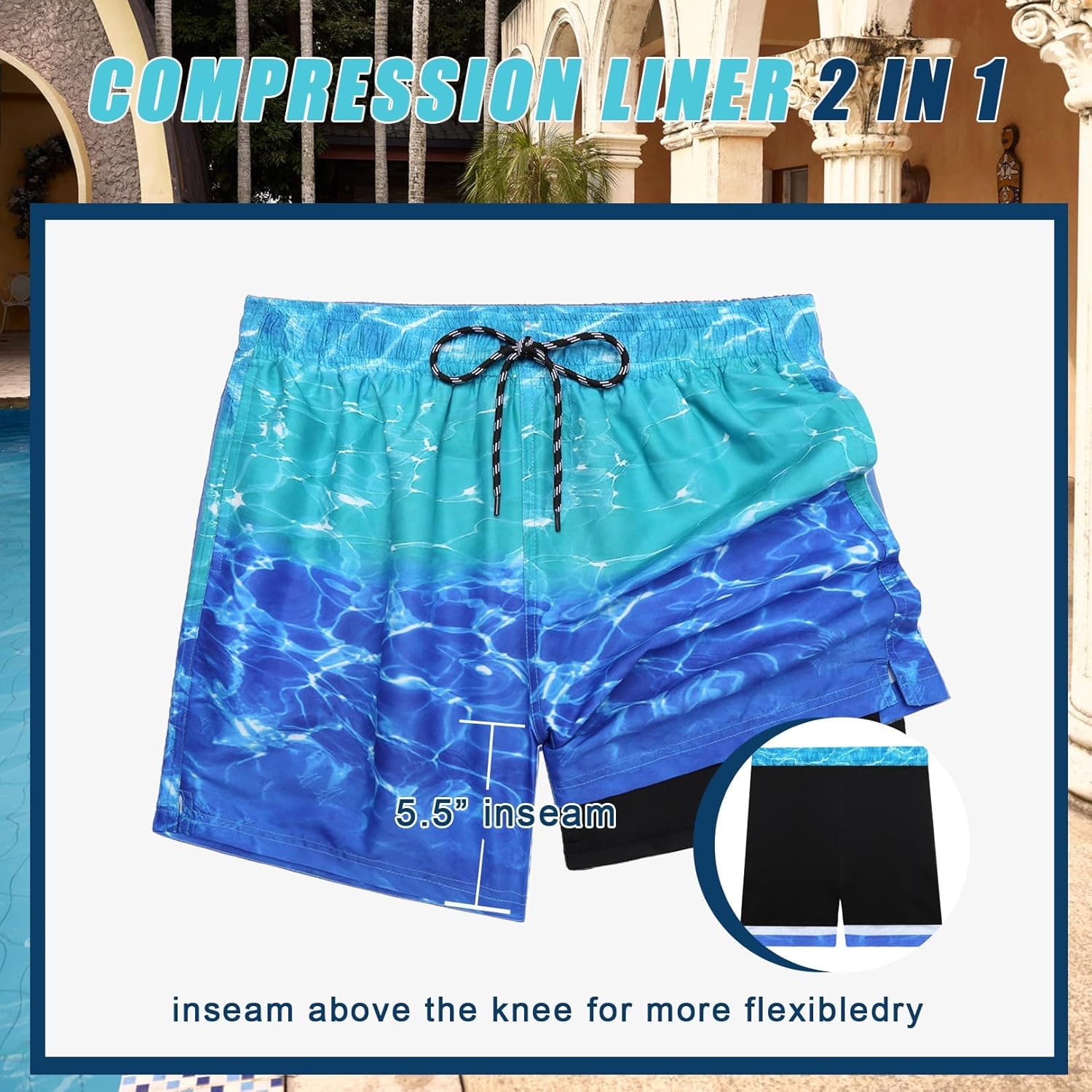 Thumbnail 2 de AI'MAGE Pantaloncini da Bagno 2 in 1 con Fodera a Compressione – Quick Dry, S-XXL
