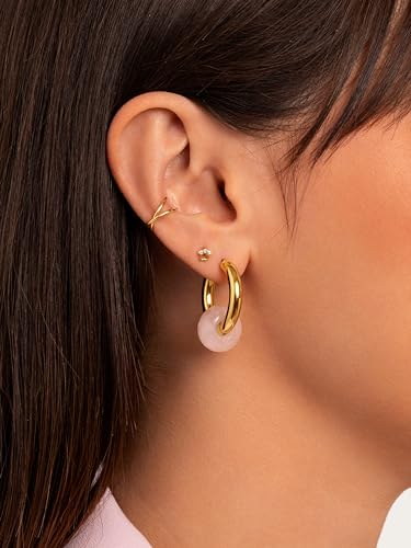 Detalle de SINGULARU Pendiente Suelto Mini Paw: Plata de Ley 925 con Baño de Oro 18K y cierre de rosca