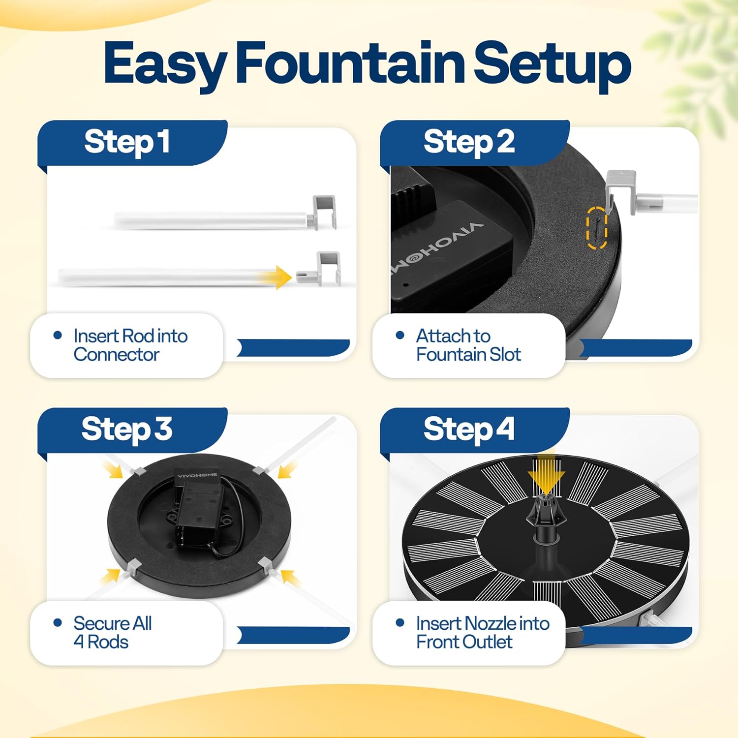 Thumbnail 6 de VIVOHOME Plastic Resin Bird Bath with Solar Fountain – Round Grey Pedestal, 71x50x50cm