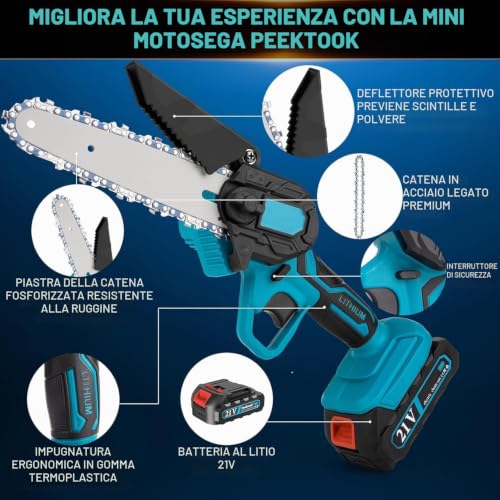 Detalle de UN Gy Mini Motosega a Batteria 6 Pollici 1000W brushless con 2 batterie e 2 catene