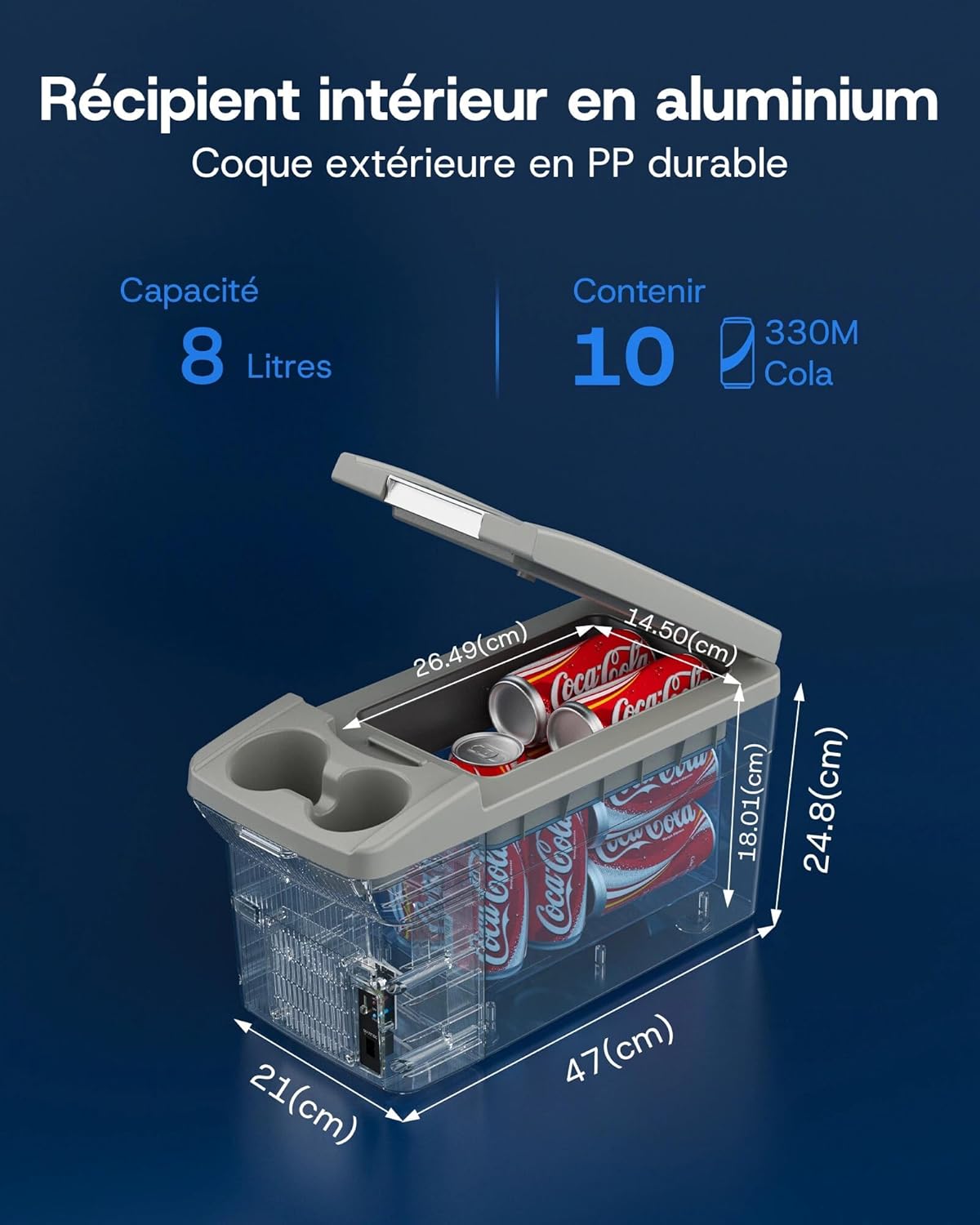 Thumbnail 2 de Glacière électrique Upstreman 8 L (chauffe et refroidit) 12 V pour voiture, camion, bateau et camping-car