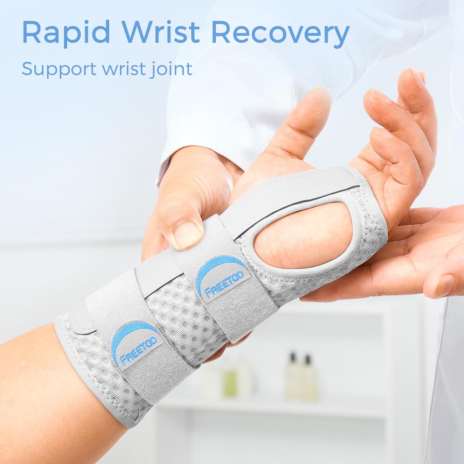 Detalle de FREETOO Lightweight Carpal Tunnel Wrist Supports (Right/Left) with Removable Stays