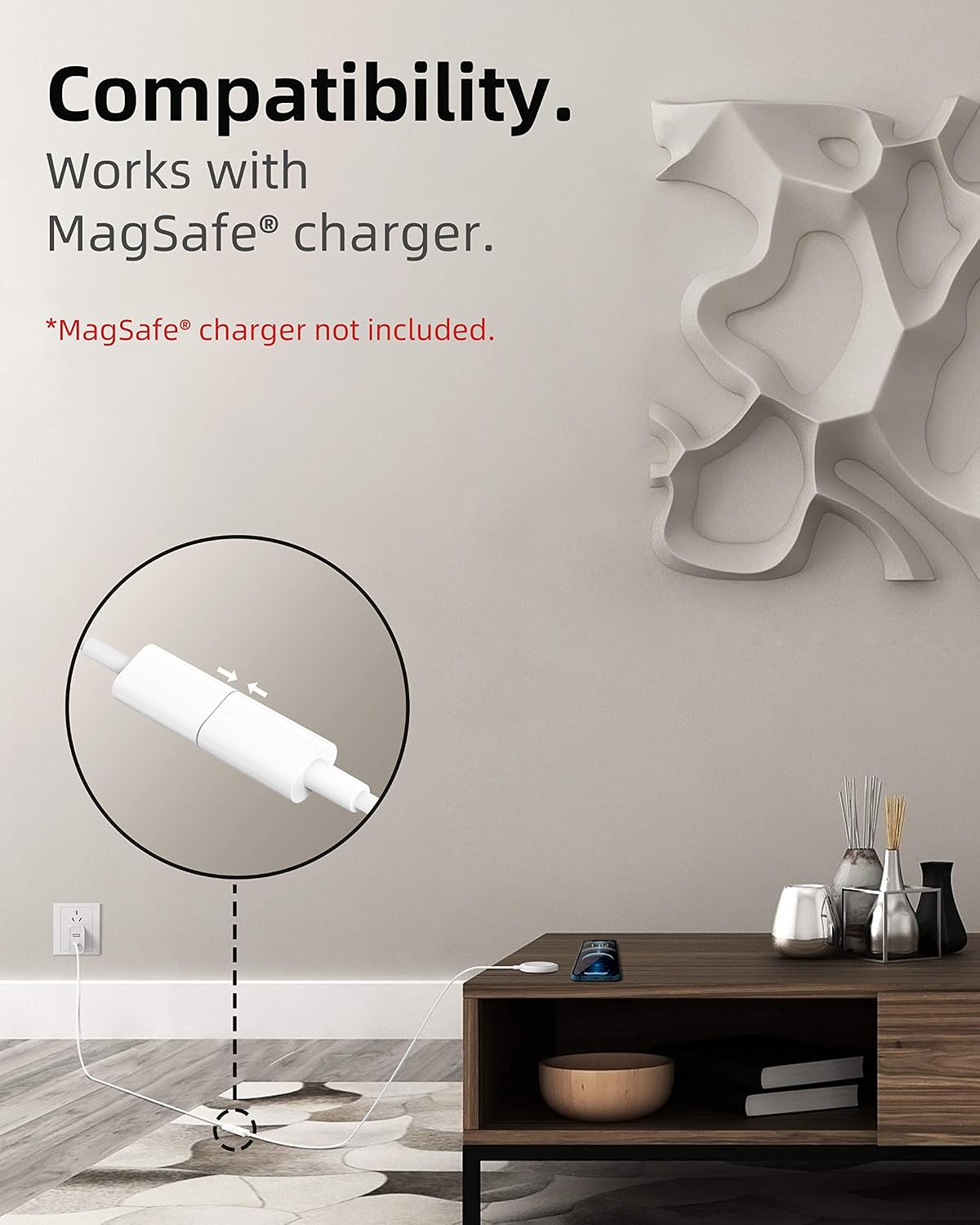 Detalle de Stouchi USB C Extension Cable for MagSafe Charger (2M/6.6ft) – White