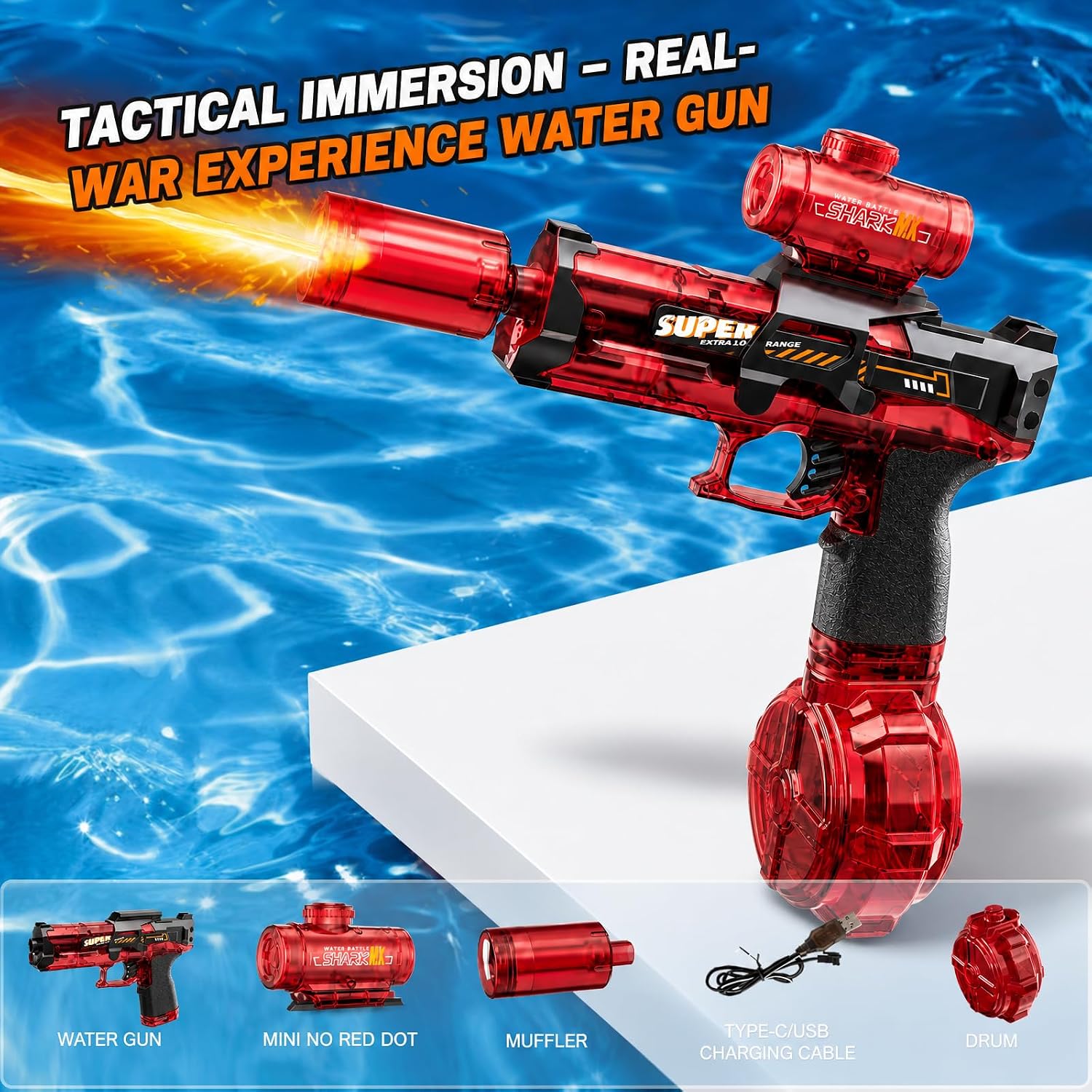 Thumbnail 1 de Electric Water Gun for Adults & Kids: Automatic LED Glow Squirt Gun