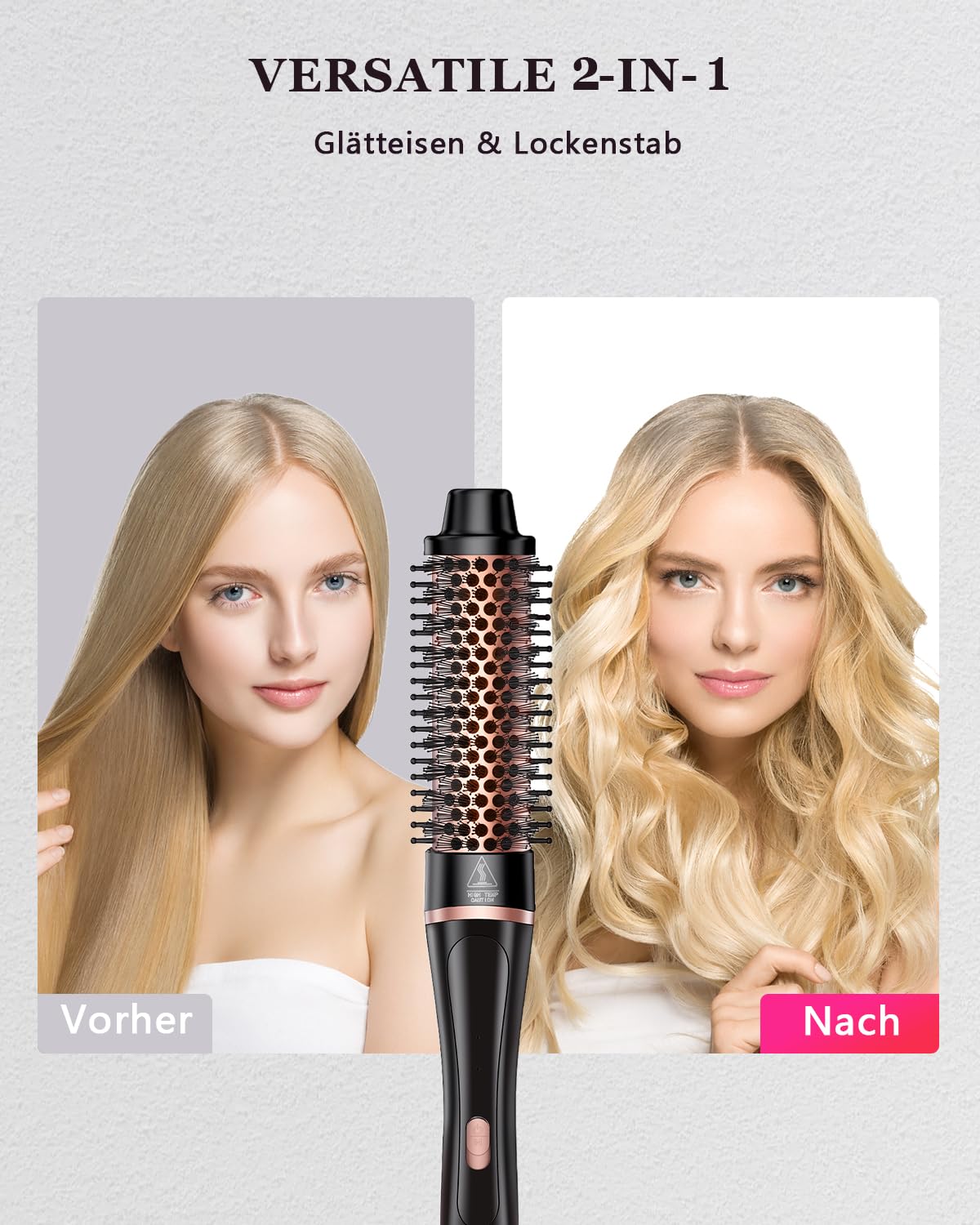 Thumbnail 4 de YGOVVK Thermischer Bürste Set 5 in 1 – Lockenbürste mit 4 austauschbaren Keramik-Lockenstäben (0.35–1.25"), Temperatureinstellung