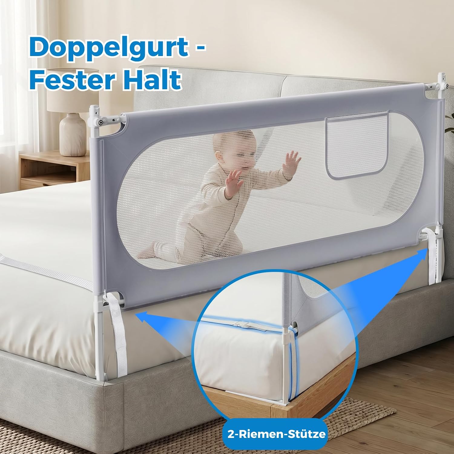 Thumbnail 2 de KUQAZ Stabiles Bettgitter 200 cm – Rausfallschutz in U-Form für Boxspringbetten und die meisten Bettarten