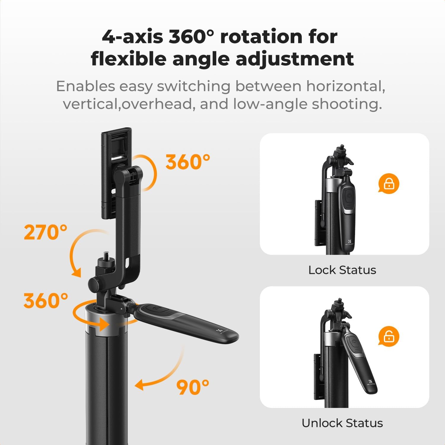 Detalle de K&F CONCEPT 180cm Phone Tripod with 4-Leg Base and Wireless Remote (A702)