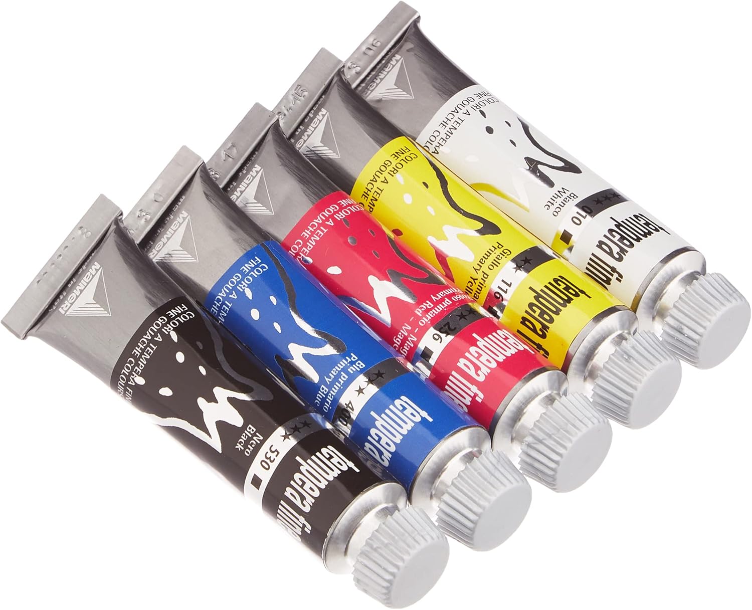 Detalle 2 de Maimeri Tempera fine set in cartone – 5 tubi 20 ml colori primari