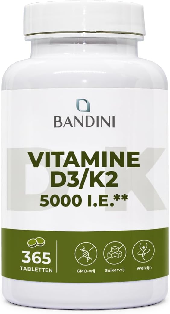 Detalle de BANDINI Vitamine D3 + K2, 365 vegan tabletten met 100 µg K2 MK-7