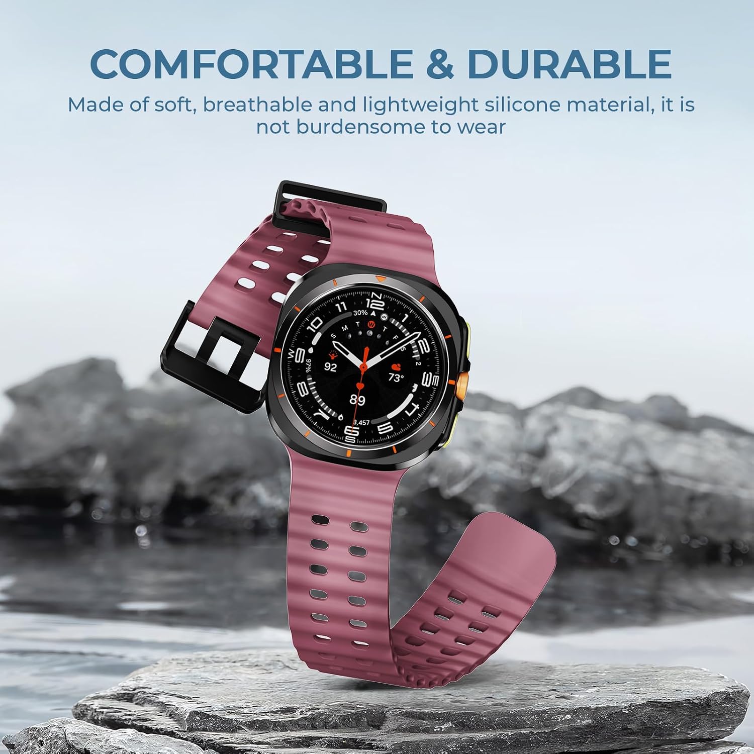 Thumbnail 4 de NotoCity Cinturino silicone 47 mm per Samsung Galaxy Watch Ultra – Rosso vino
