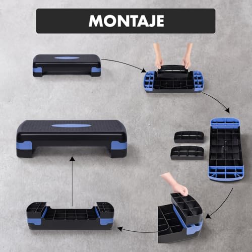 Detalle 2 de Plataforma T-LOVENDO Step aeróbic regulable en 2 alturas (68 x 28 x 10/15 cm) con base antideslizante
