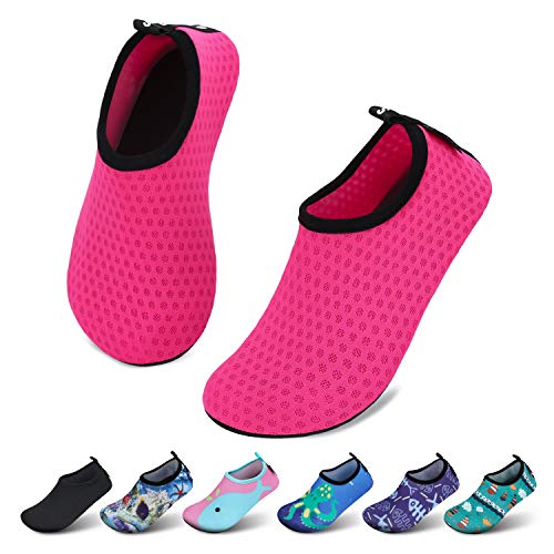 Detalle de SAGUARO Mädchen Badeschuhe/ Aquaschuhe Kinder – Atmungsaktiv, schnelltrocknend, Gr. 32/33 EU, Farbe Geflecktrottrot