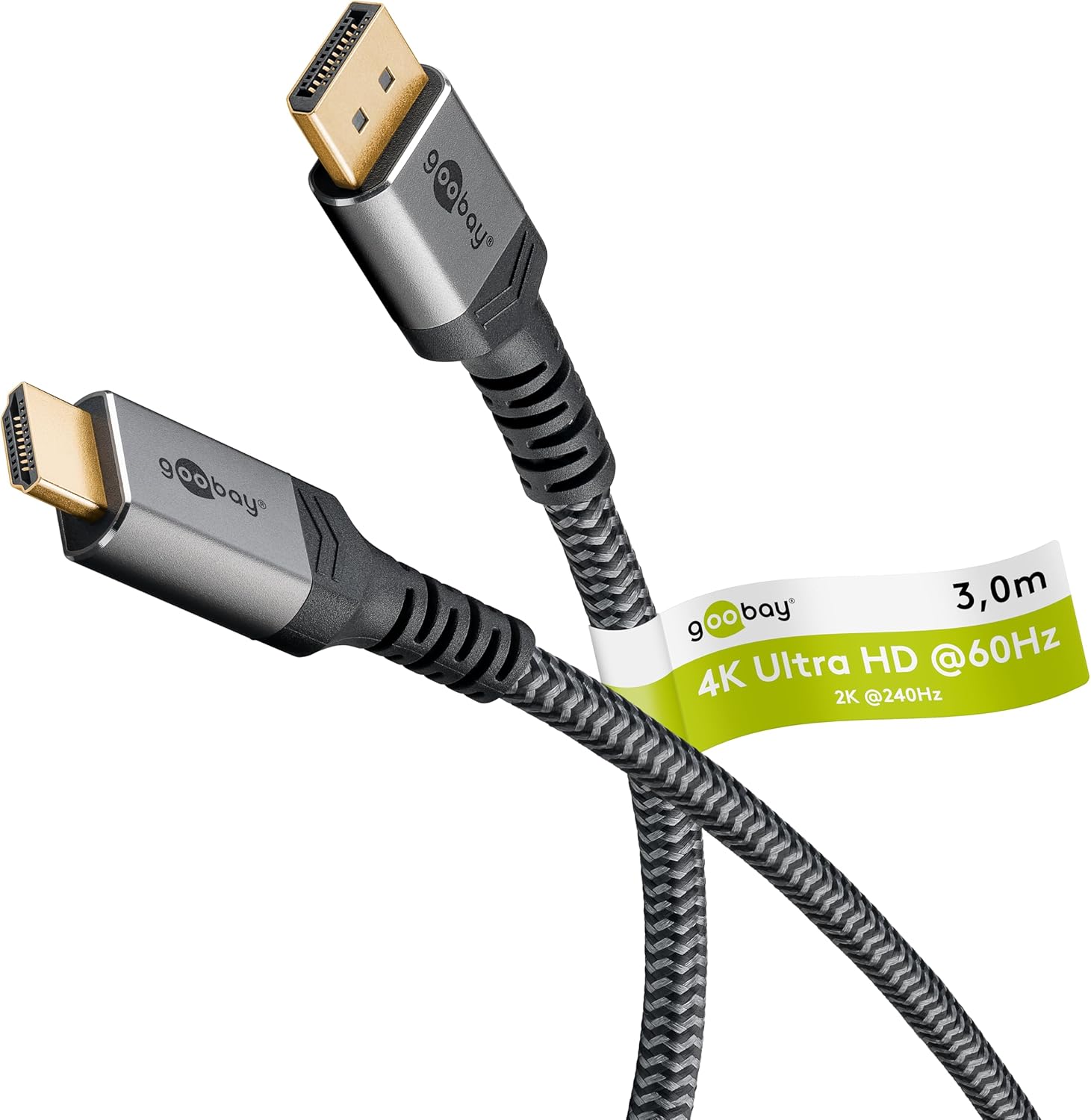 Detalle de goobay 65270 DisplayPort 1.2 zu HDMI 2.0 Kabel – 3 m, unidirektional, 4K @ 50/60 Hz