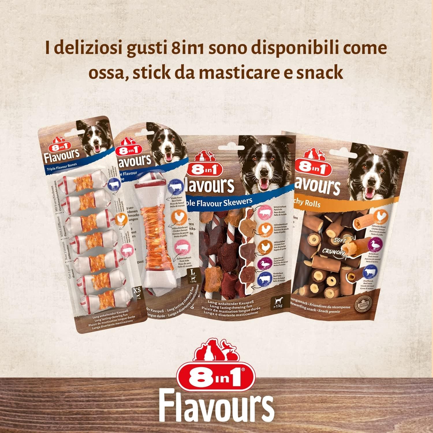 Thumbnail 6 de 8in1 Triple Flavour Bones XS - Deliziose ossa per cani di taglia toy