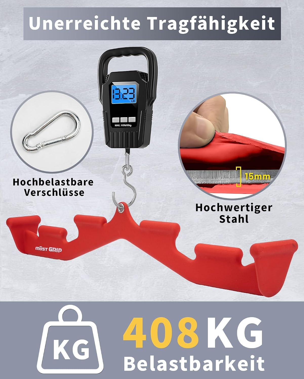 Thumbnail 5 de Latzugstange 6 ergonomische Griffe für Latzug