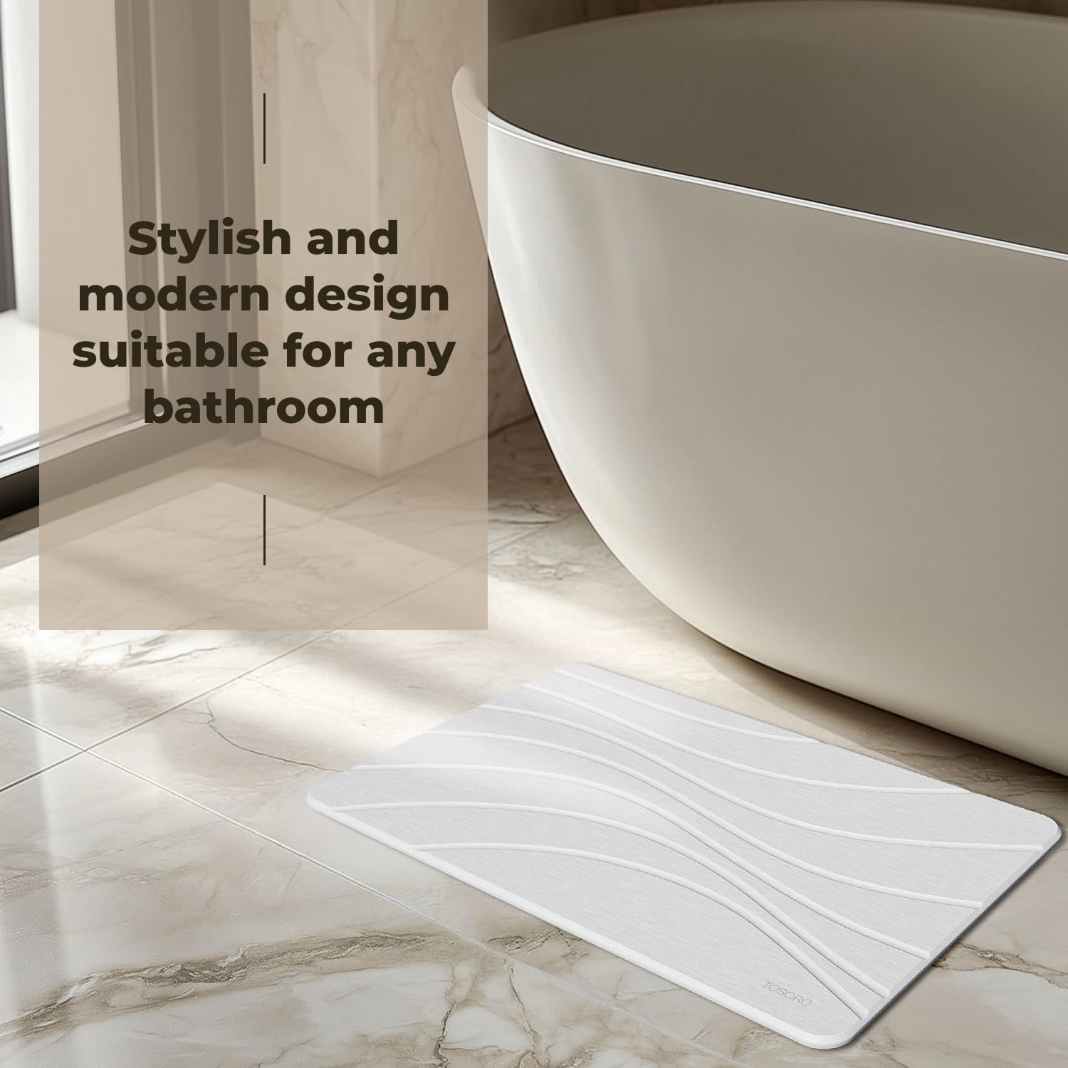 Detalle 2 de TOSORO Stone Bath Mat, Diatomaceous Earth