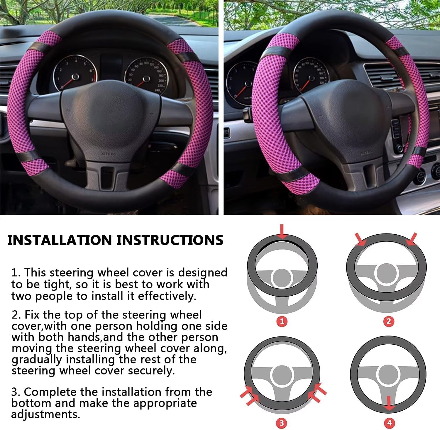 Thumbnail 1 de Pahajim PU Leather Steering Wheel Cover (Purple) – 38cm fit