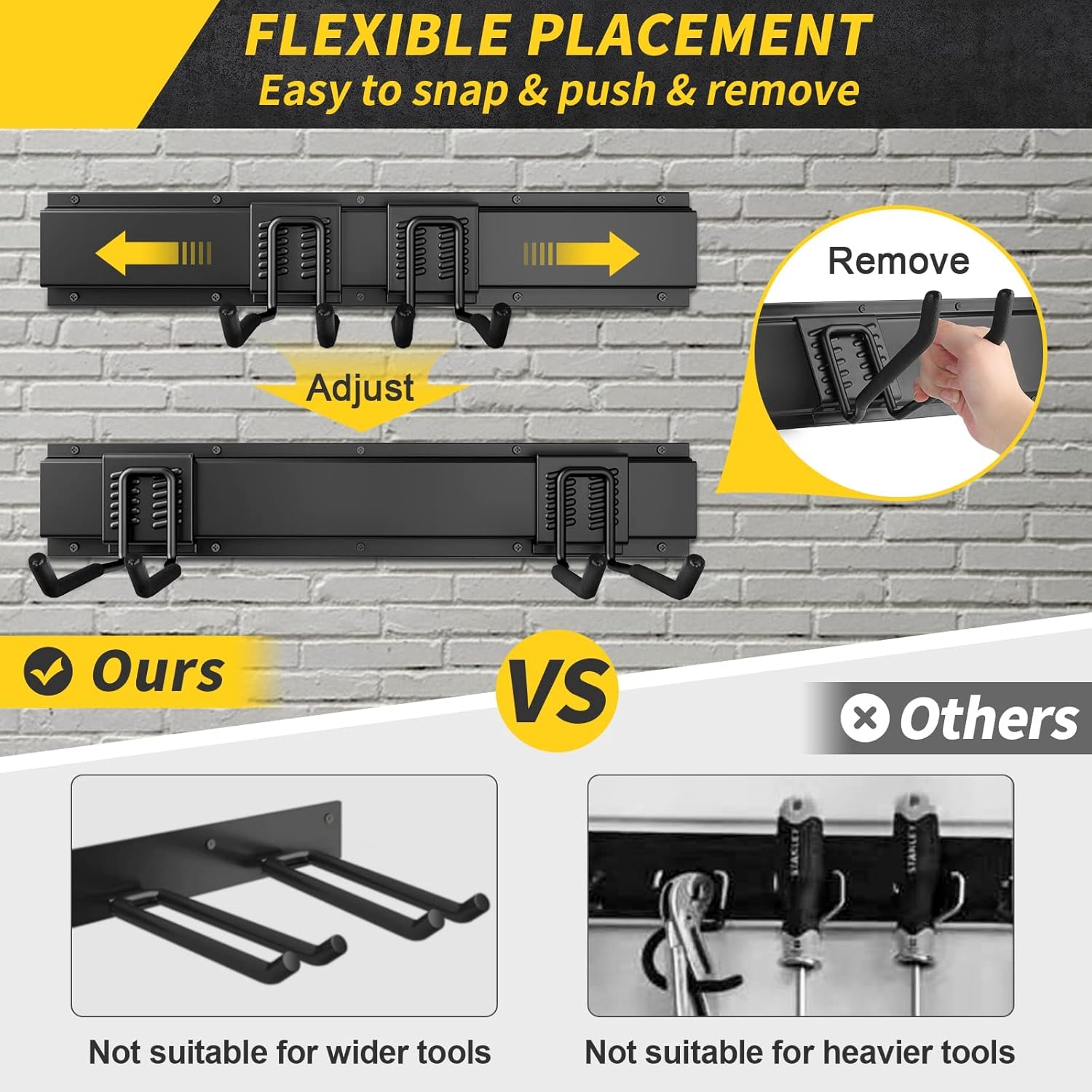 Detalle de UUP 48" Garage Tool Organizer Wall Mount with Adjustable Heavy-Duty Hanging Hooks