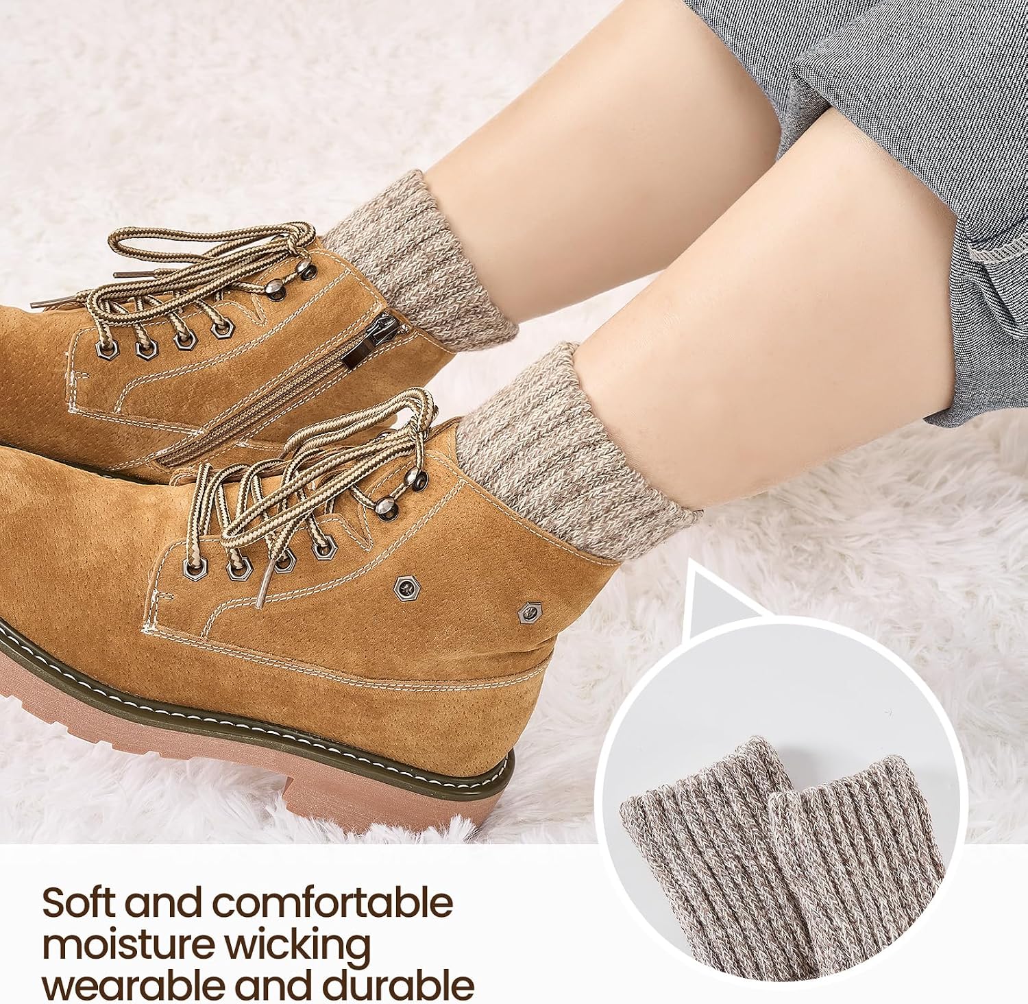 Detalle 2 de Niorasen NSUS25110 Women's Thermal Crew Socks, Cushioned 3-Pair Pack