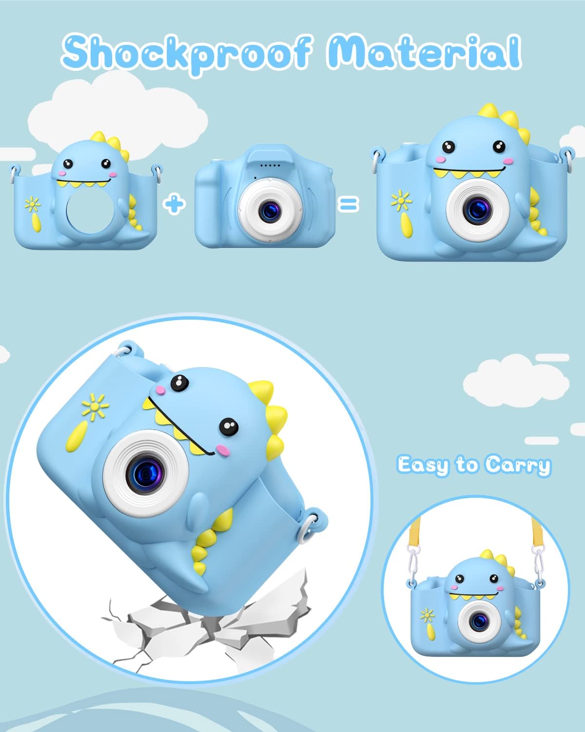 Thumbnail 4 de Gofunly Kinderkamera 1080P mit 2,0-Zoll-Display, Selfie & 32GB-Karte (für 3–12 Jahre) – Blau