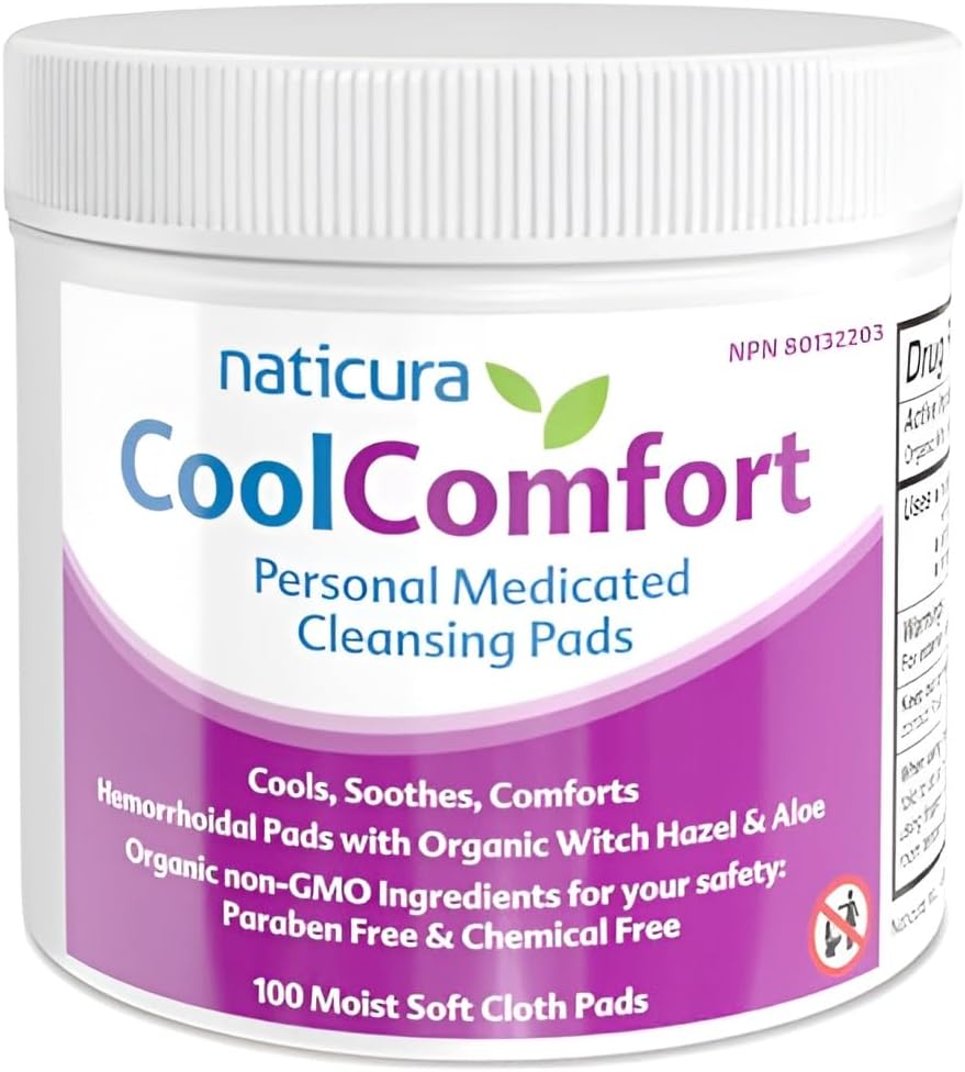 Detalle de Naticura CoolComfort Witch Hazel Pads, 100 Count, with Organic Aloe Vera