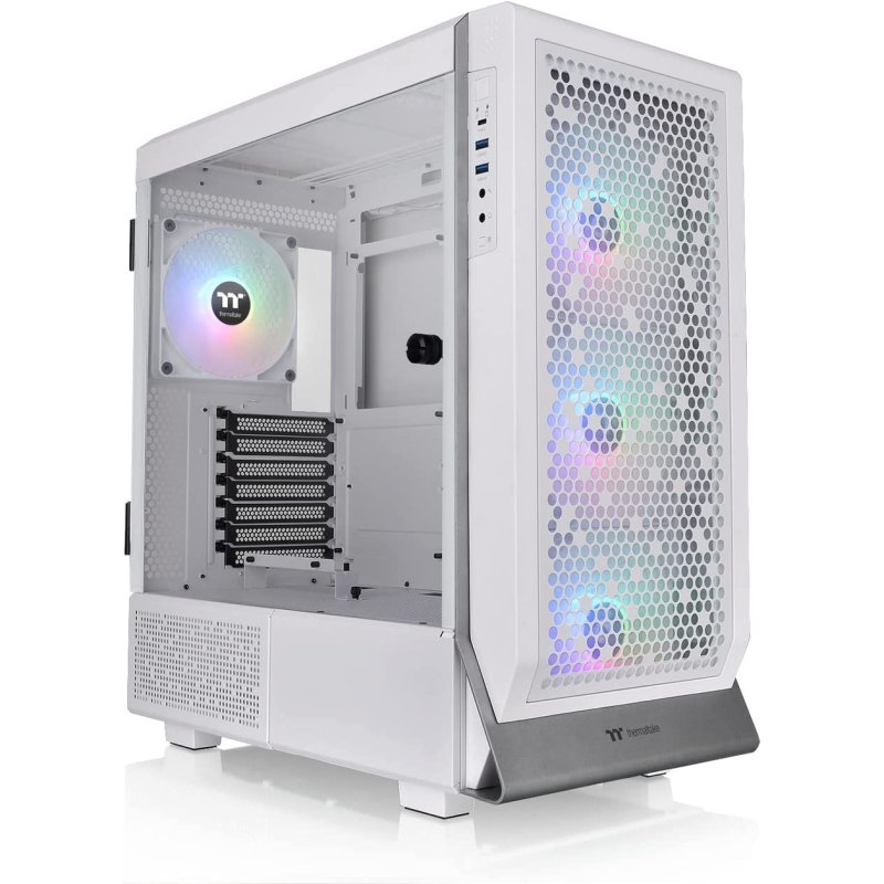 Detalle de Thermaltake Ceres 500 TG ARGB Snow: chasis semitorre con flujo de aire optimizado y ARGB
