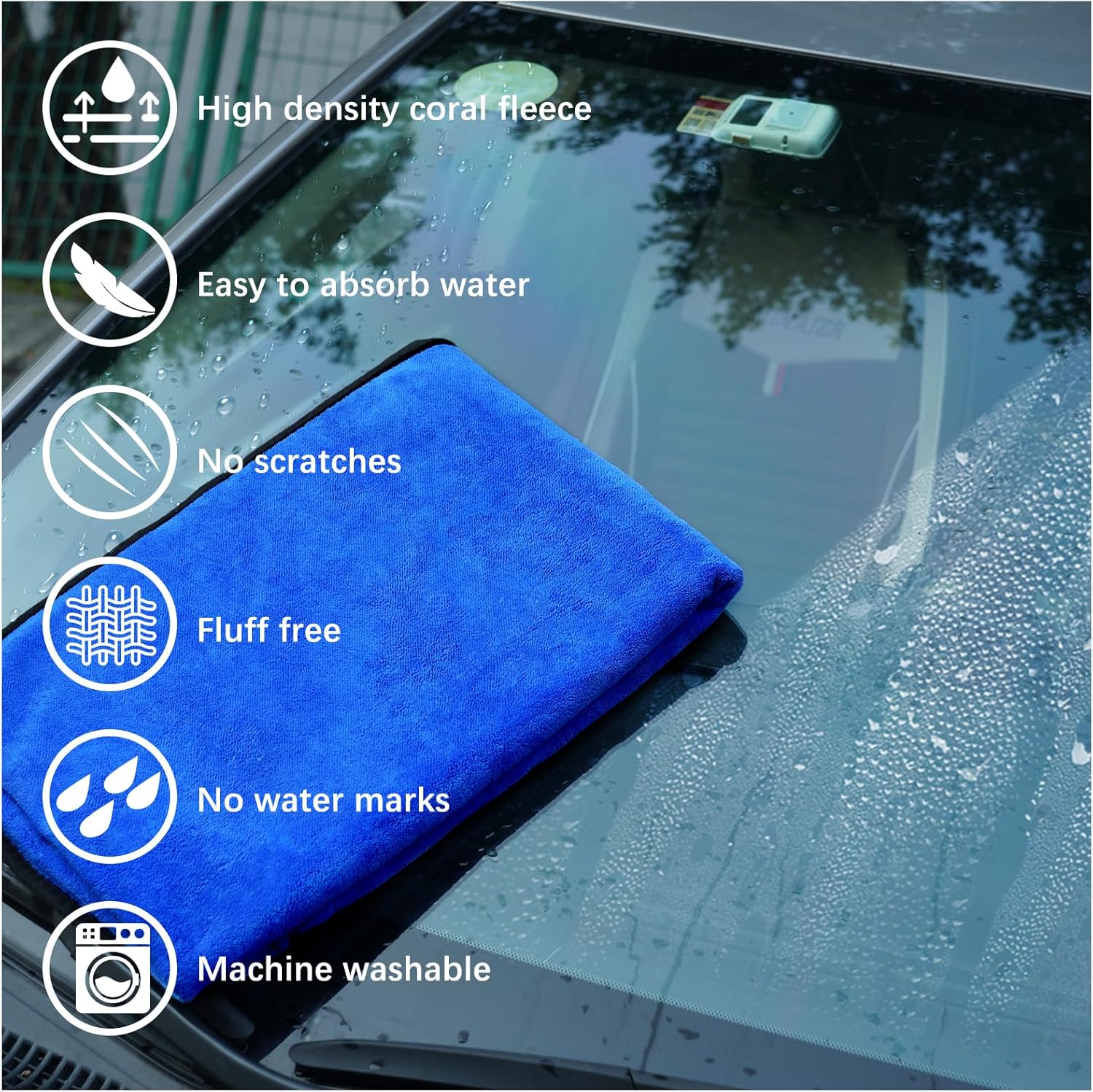 Thumbnail 2 de URAQT Microfibre Car Drying Towel 90x60cm – Large 600GSM, Borderless & Reusable