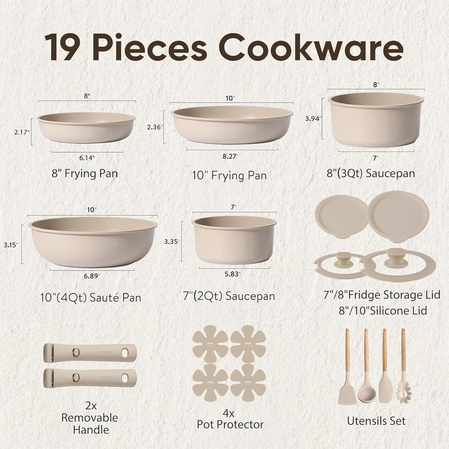 Detalle 2 de CAROTE 19-Piece Nonstick Pots and Pans Set