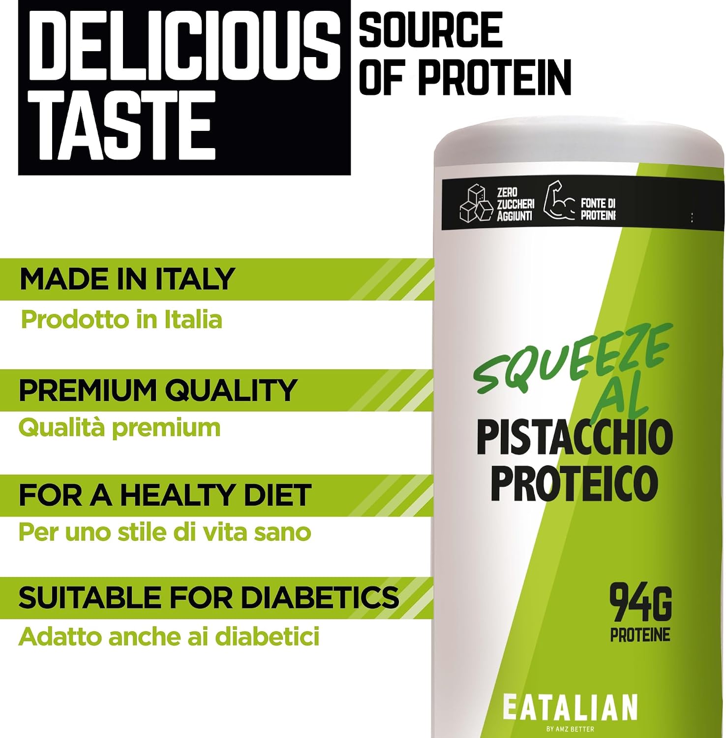 Detalle 2 de EATALIAN by AMZ BETTER Topping Proteico Pistacho 🍨 500g