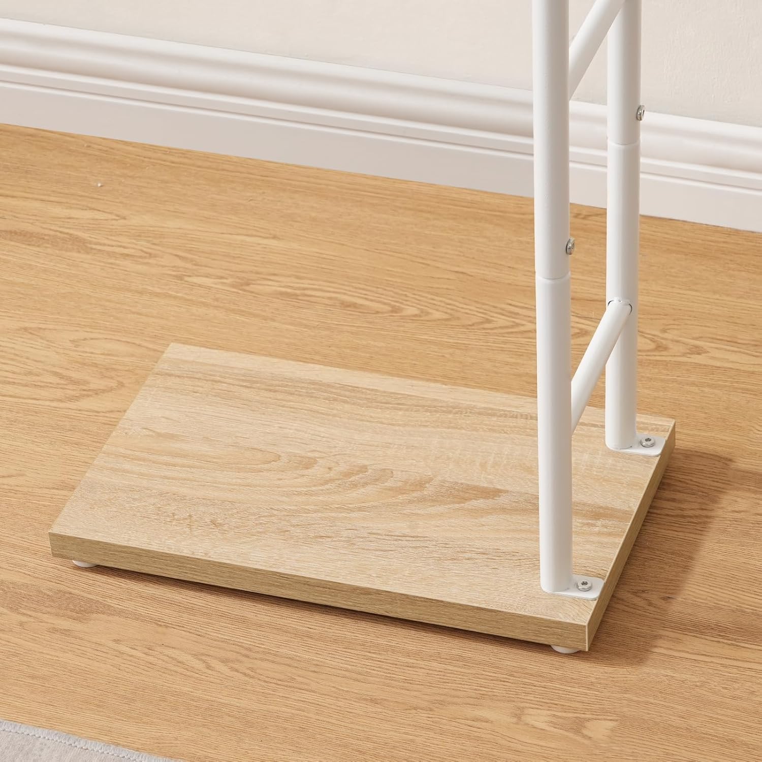 Thumbnail 6 de HOOBRO Portasciugamani da Terra con 2 Braccia EWN24LB01G1 – stabile, 40 x 24 x 80,5 cm, bianco e legno naturale