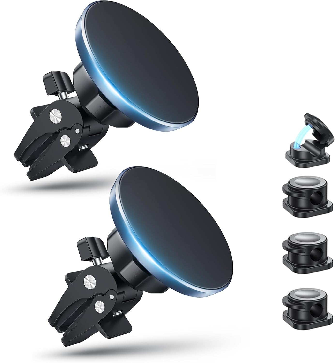 Detalle de Seadmit 2 Pack Support Téléphone Voiture Magnétique avec 360° Rotation et Clips Câble