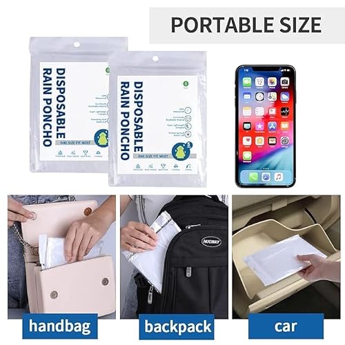 Detalle de Opret Disposable Rain Ponchos 5 Pack – Emergency Waterproof Raincoats
