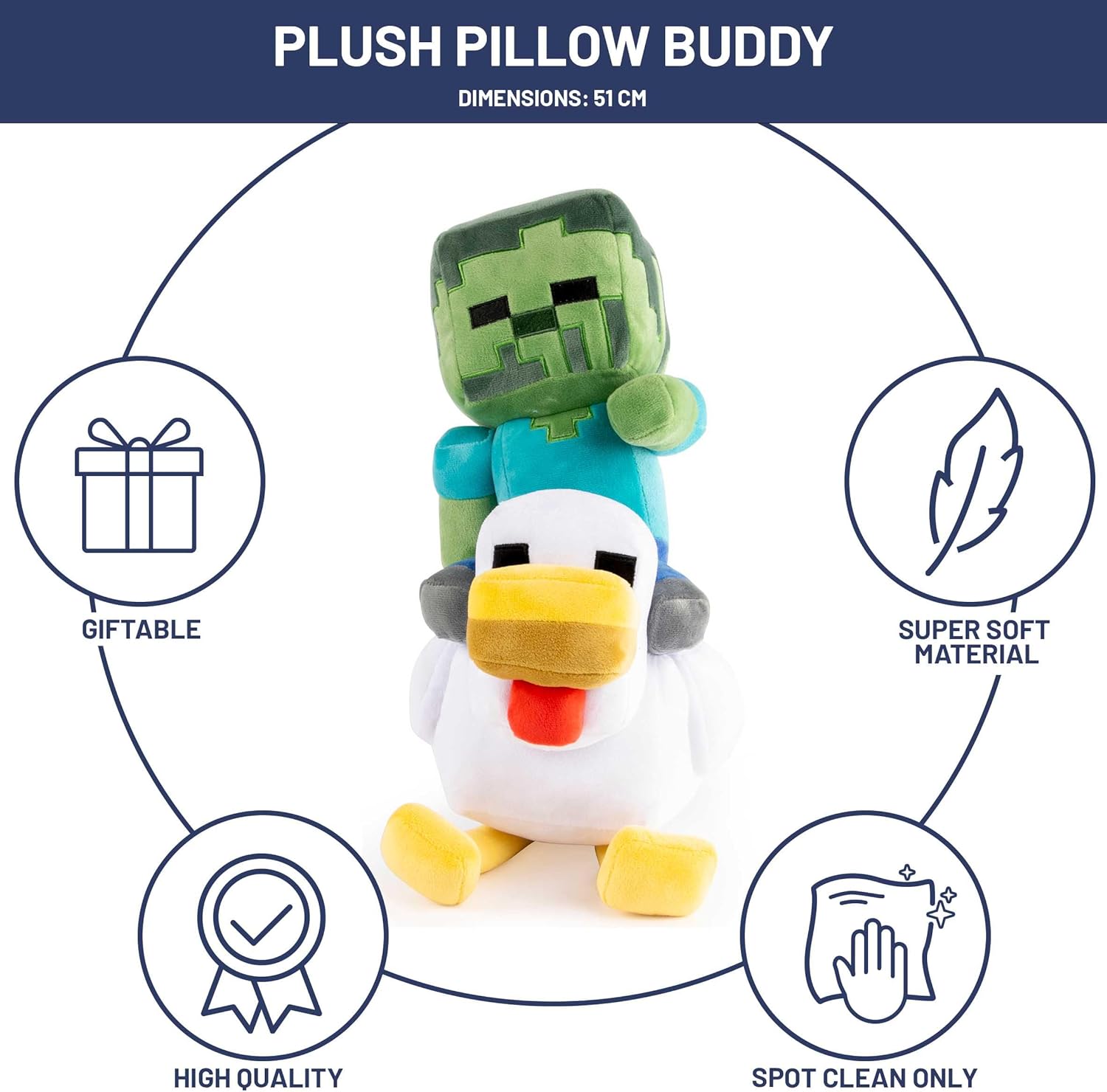 Thumbnail 4 de Jay Franco Minecraft Chicken Jockey Plush Pillow Buddy (44 x 38cm) – Official Licensed Cosy Cushion Buddy