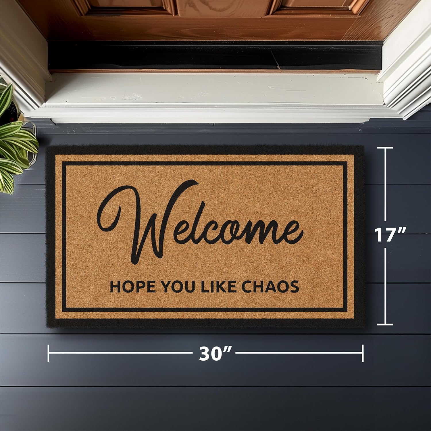 Thumbnail 2 de Barnyard Designs Natural Coco Coir Heavy Duty Backing Doormat – Large 30x17 Chaos