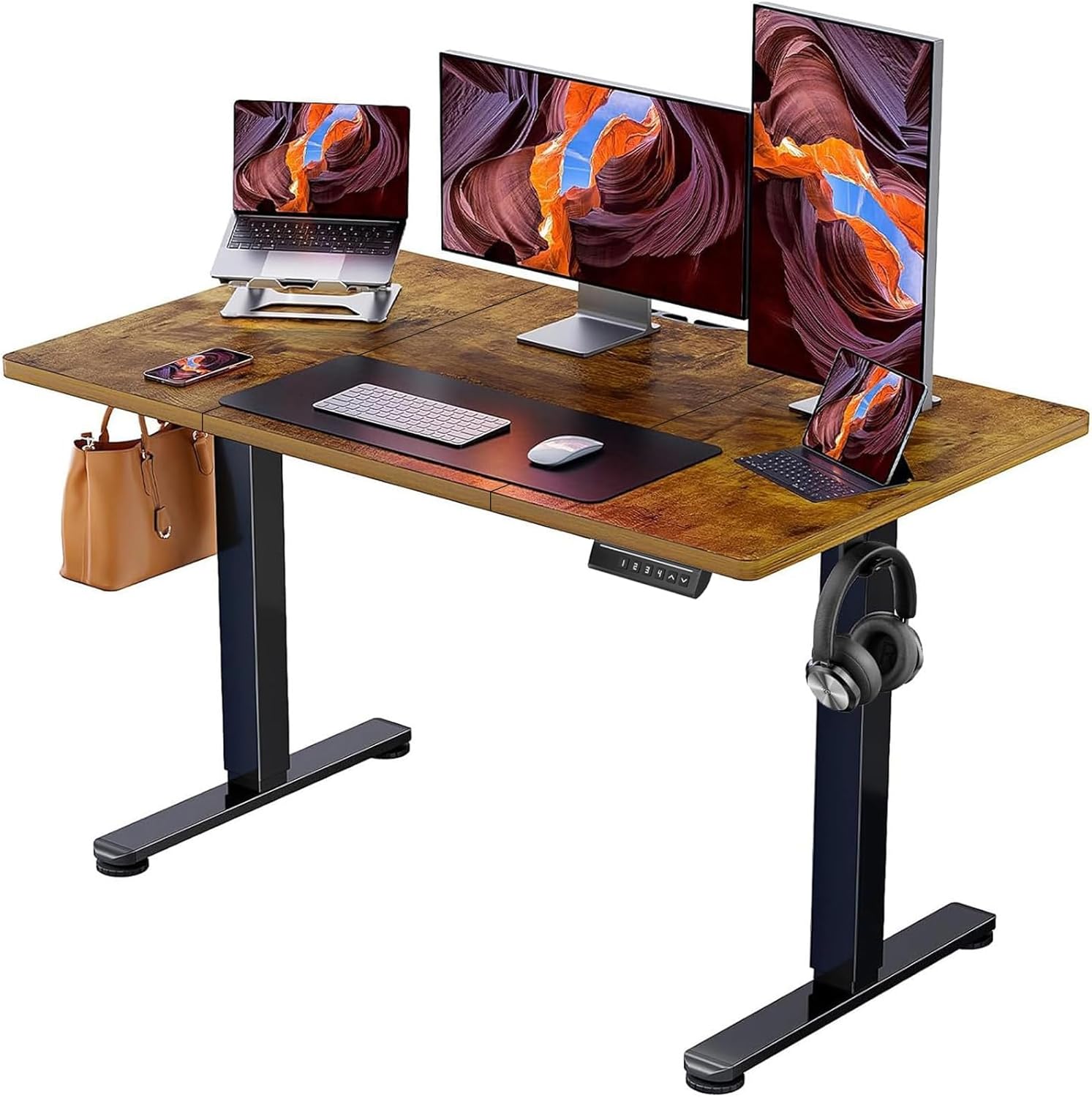 Detalle de ErGear elektrisch höhenverstellbarer Schreibtisch 120 x 60 cm (72–118 cm) mit 4 Speicherplätzen