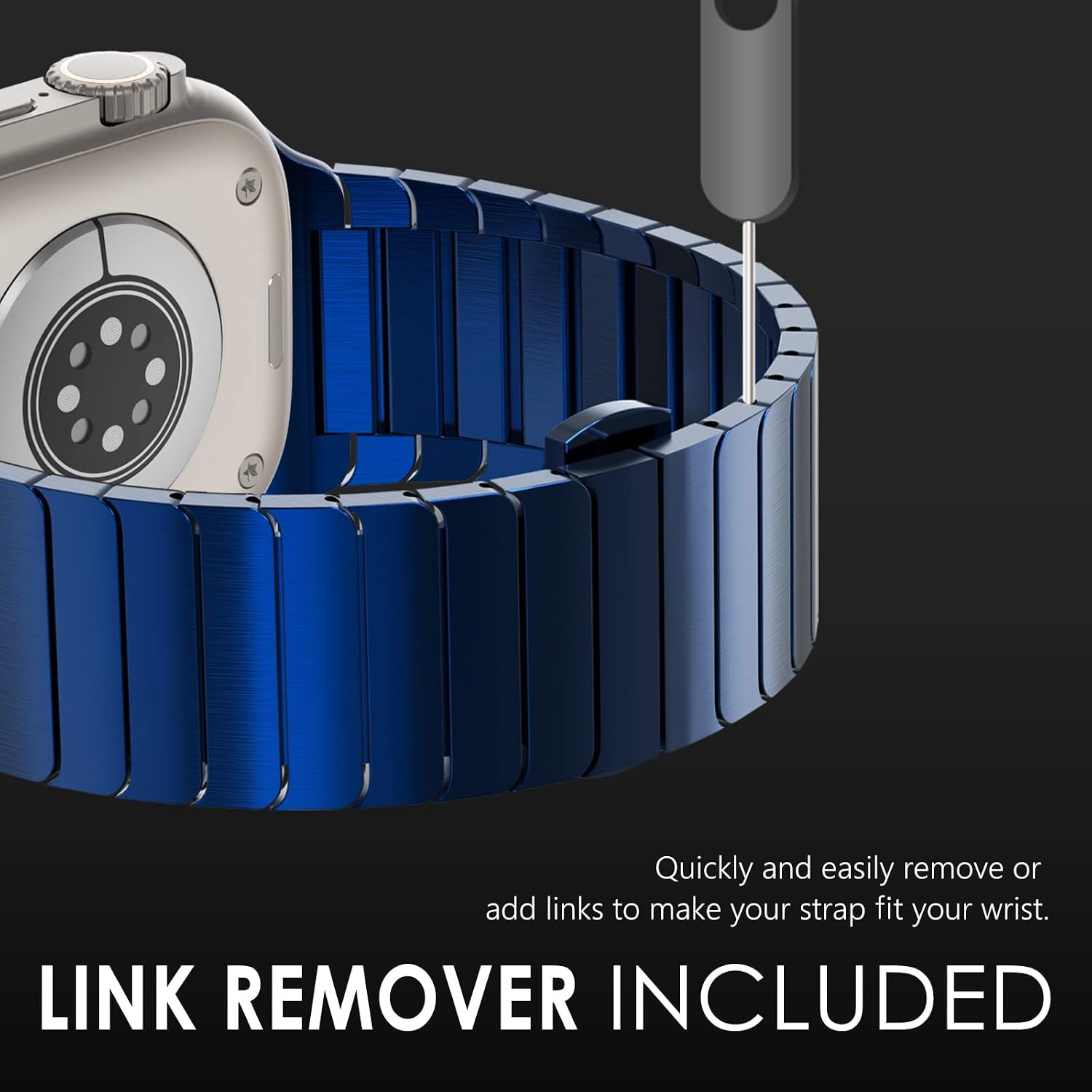 Detalle de Fullife Stainless Steel Watch Strap for Apple Watch (All Generations) – Blue
