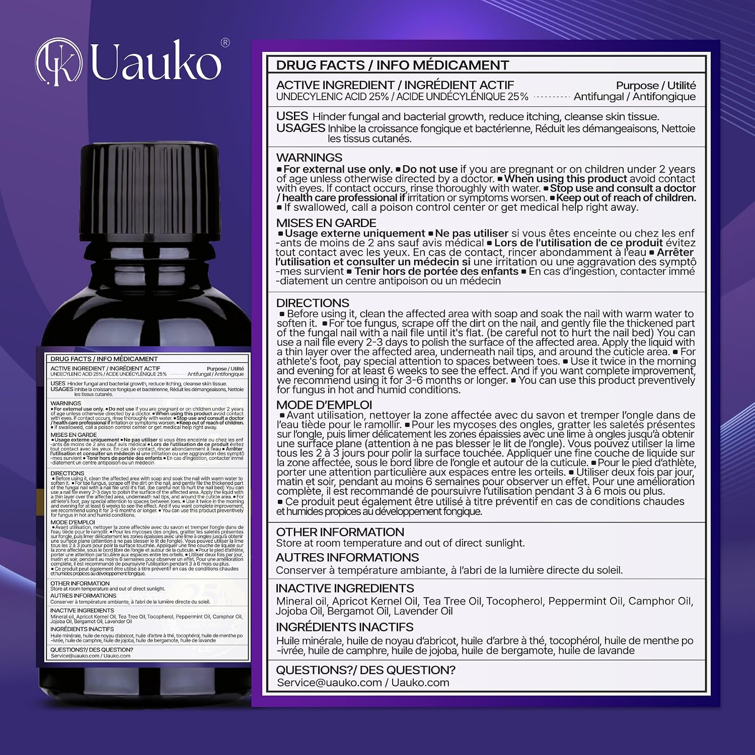 Thumbnail 6 de UAUKO Toenail Fungus Treatment, 25% Undecylenic Acid, Tea Tree Oil, 2-Pack