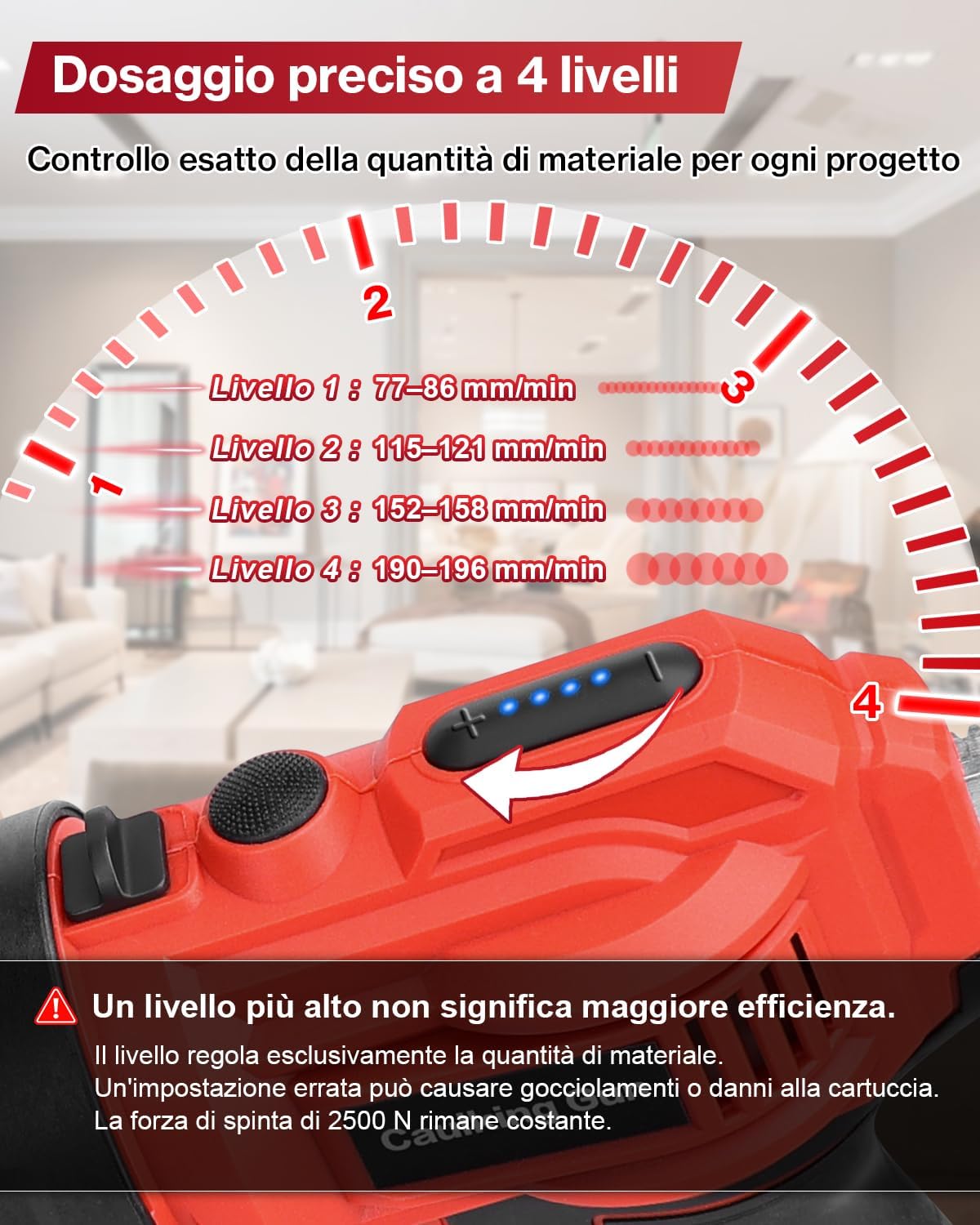 Thumbnail 3 de Lytool Pistola per Silicone Elettrica Senza Filo 18V, 2500N, 4 Velocità – Compatibile Makita 18V (310 ml) – LED, anti-sgocciolamento