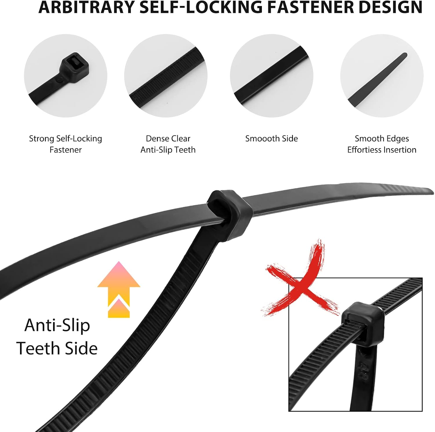 Thumbnail 2 de HAVE ME TD Cable Zip Ties 400 Pack – Assorted 4, 6, 8, 12 Inch, Self-Locking Nylon
