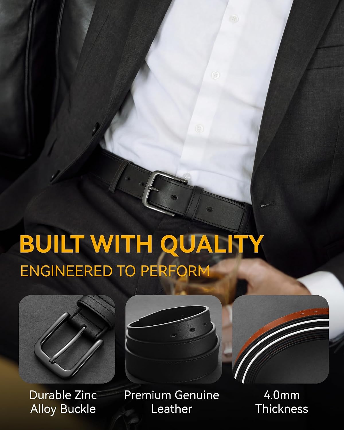 Detalle 1 de CHAOREN Men's Leather Belt 35mm