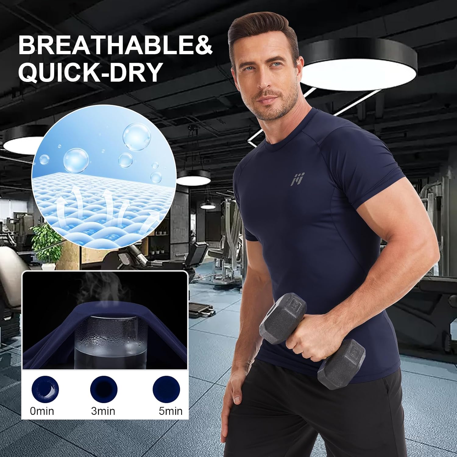 Detalle 2 de MEETYOO Men's Compression Shirt, Polyester-Spandex