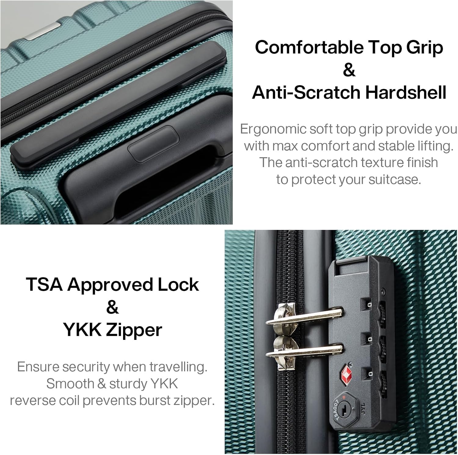 Thumbnail 4 de Hanke 14 Inch Hardshell Cabin Suitcase with TSA Lock and 4 Double Spinner Wheels