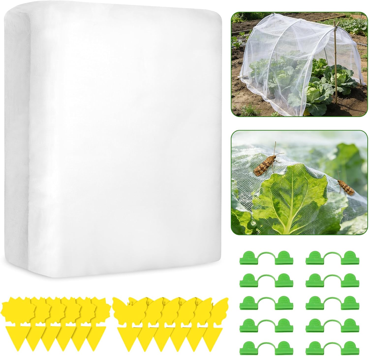 Thumbnail 6 de 3 × 15 m Gemüseschutznetz-Set mit 12 Klebefallen und 10 Klemmen – Kulturschutznetz für Gemüse, Obst und Blumen