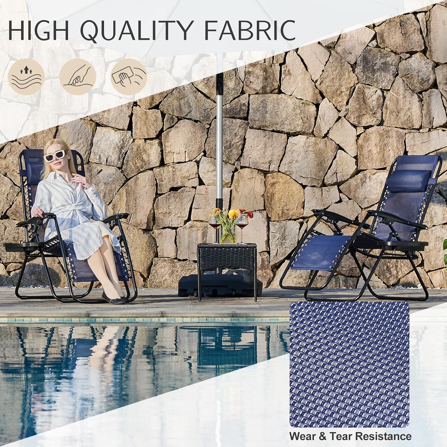 Detalle 2 de Sweetcrispy TY01NEBUF-MN Zero Gravity Chairs Set of 2, Folding Mesh Recliners