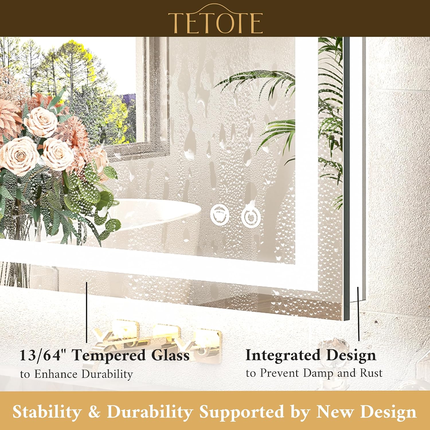 Detalle 2 de TETOTE 48" x 24" LED Bathroom Mirror with Front and Backlighting