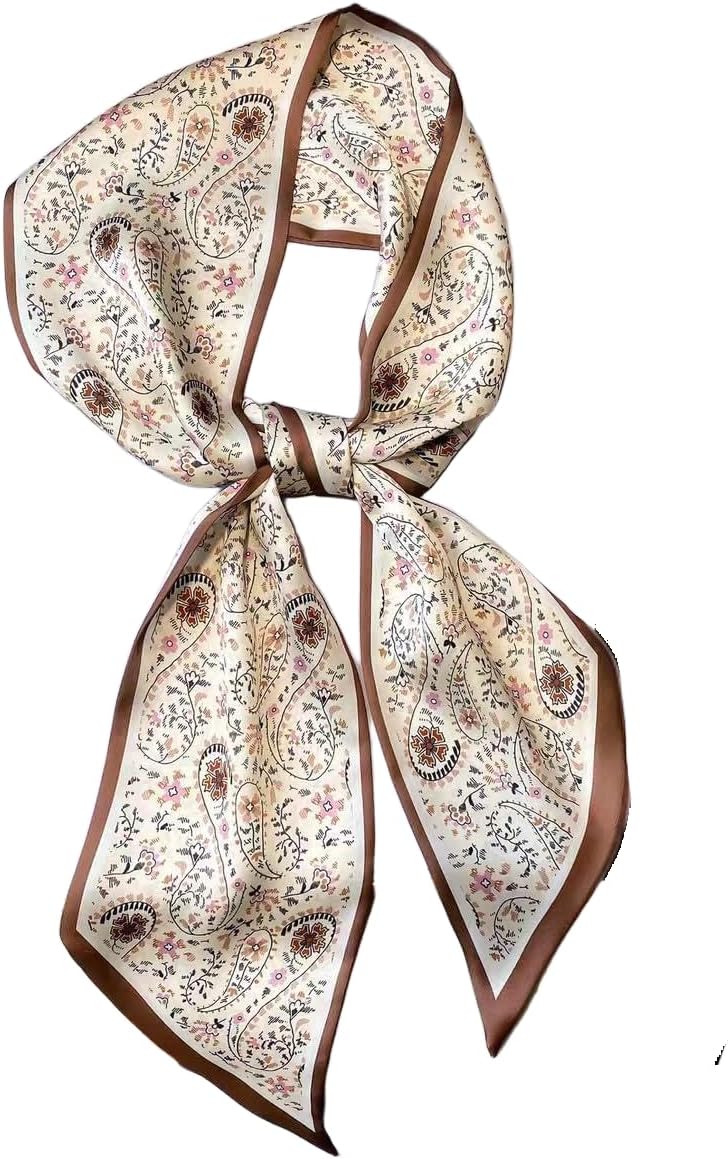 Detalle de GIMIRO Satin Seidenschal 148 x 13,5 cm – Double Layer Krawatte und Schal für Blazer, Mantel oder Kleid