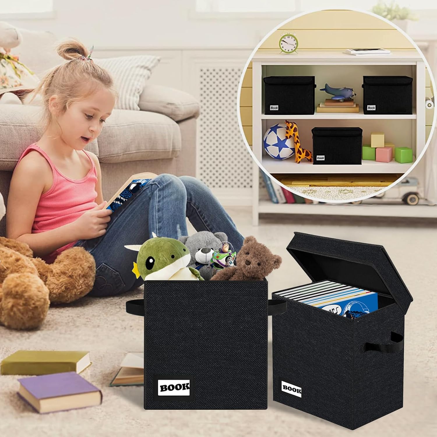 Detalle de YNSZAS Comic Book Storage Short Box, Collapsible, Holds 100–120 Comics, Black