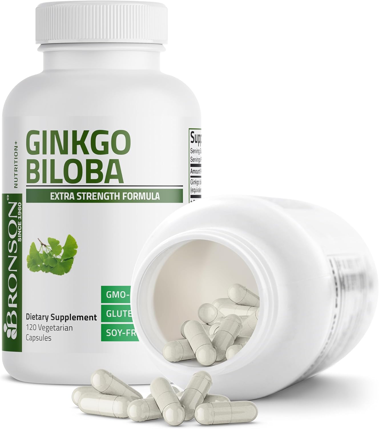 Detalle de Bronson Ginkgo Biloba Extra Strength Capsules, 120 Count, Vegetarian