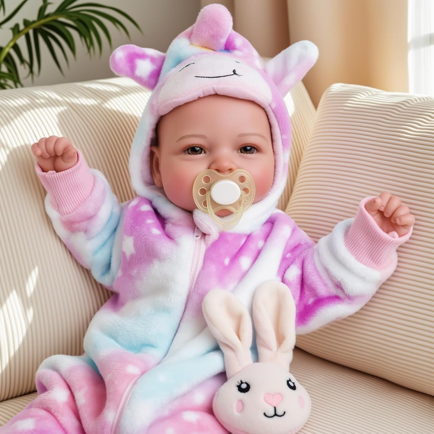 Detalle 2 de BABESIDE Baby Doll Mia (17-inch) lifelike newborn-style cloth body reborn doll for girls aged 3+